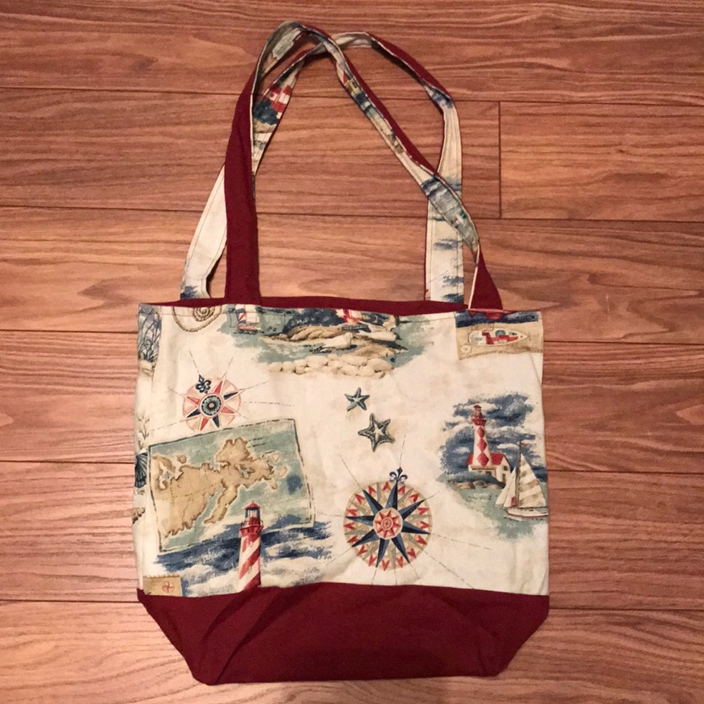 Handmade tote bag with nautical design